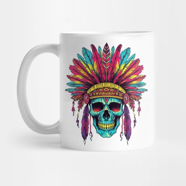 Native American Chief Skull #4 by Chromatic Fusion Studio